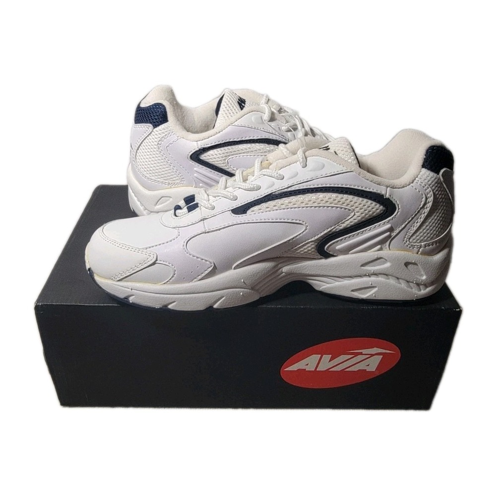 Avia 6254WWD Womens 8 White Navy Chunky Dad Shoes Cross Training Sneakers NIB